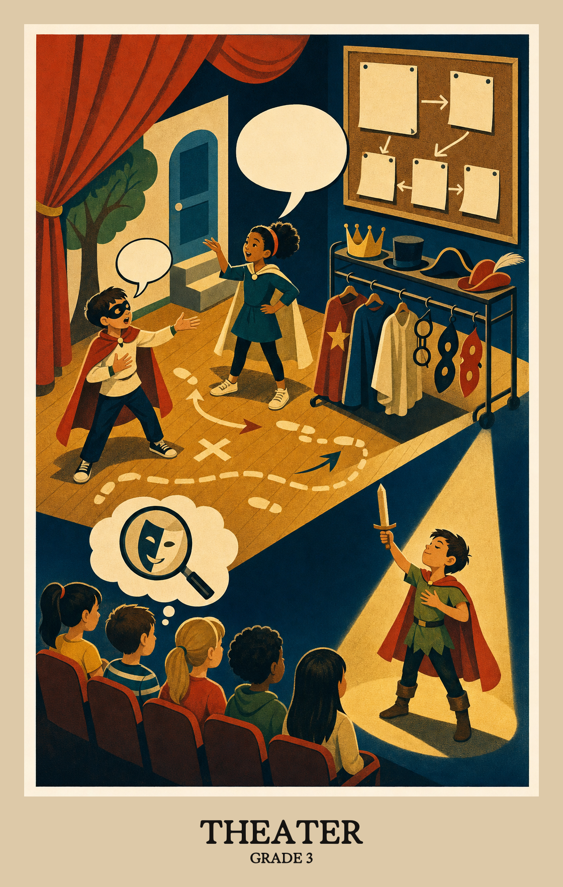 Illustration of what students learn in Grade 3 Arts: Theater