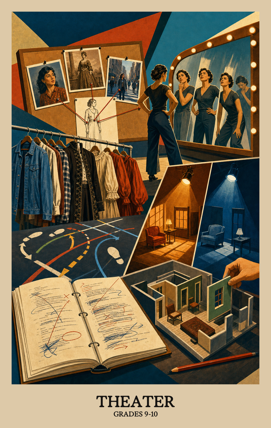 Illustration of what students learn in Grades 9-10 Arts: Theater