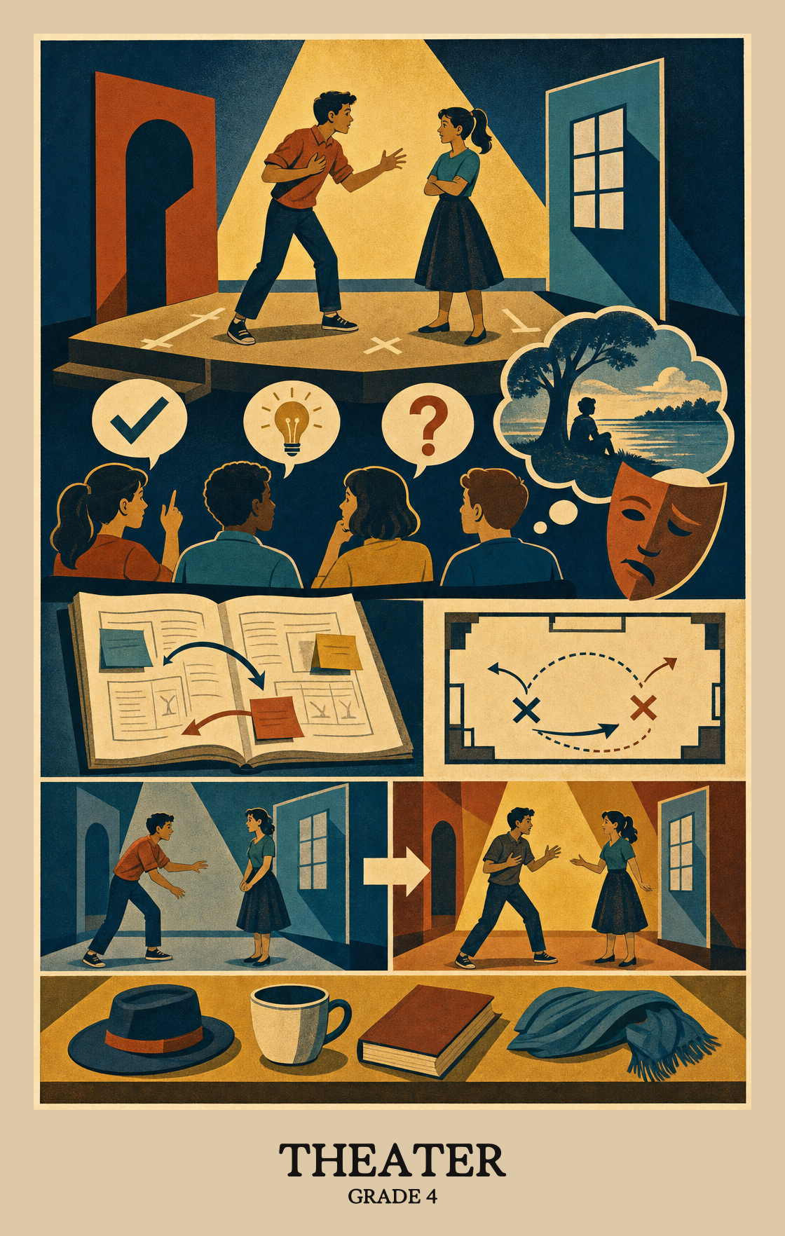 Illustration of what students learn in Grade 4 Arts: Theater